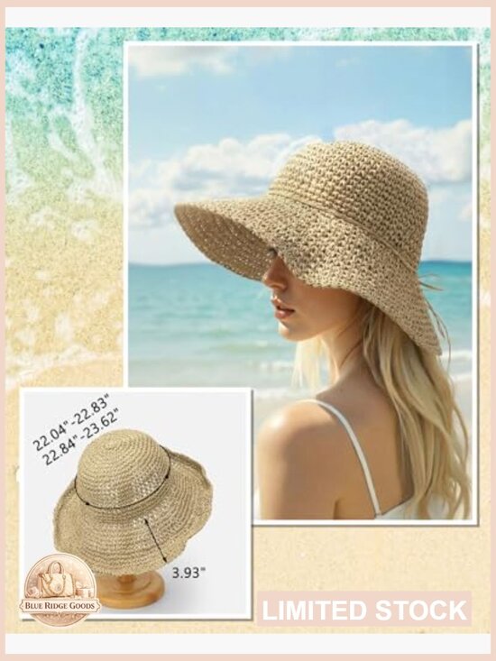 Handwoven Floppy Bucket Sun Hat with Wide Brim Adjustable Velcro Breathable main image 6